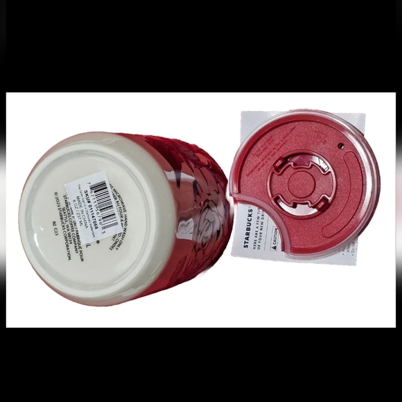 NWT Starbucks 2023 Holiday White Floral Mini Ceramic Mini Tumbler 8 oz - Picture 5 of 7